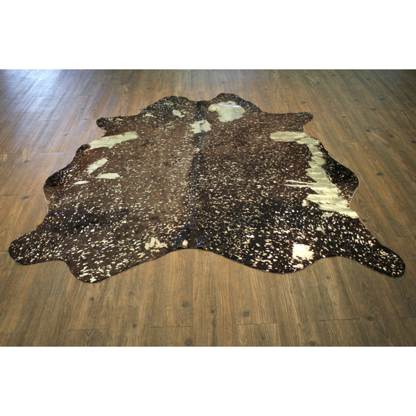 Joyce Premium 100% Hair on Hide Leather Hand-Woven Gold/Brown Area Rug by Union Rustic